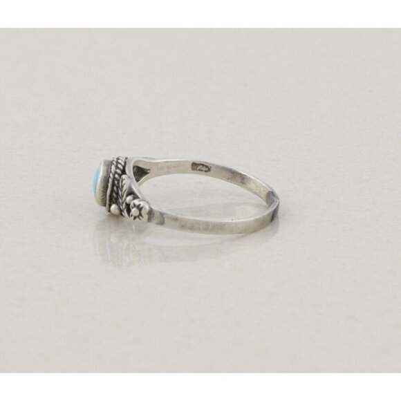 Sterling Silver Turquoise Leaf Ring Size 8 1/4 - Picture 7 of 8
